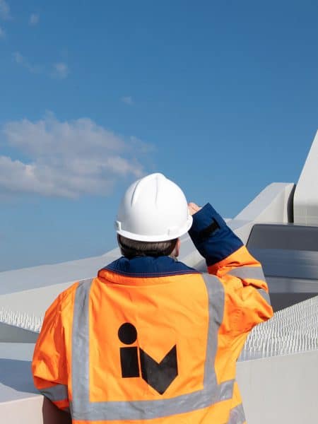 Worker with wide sky